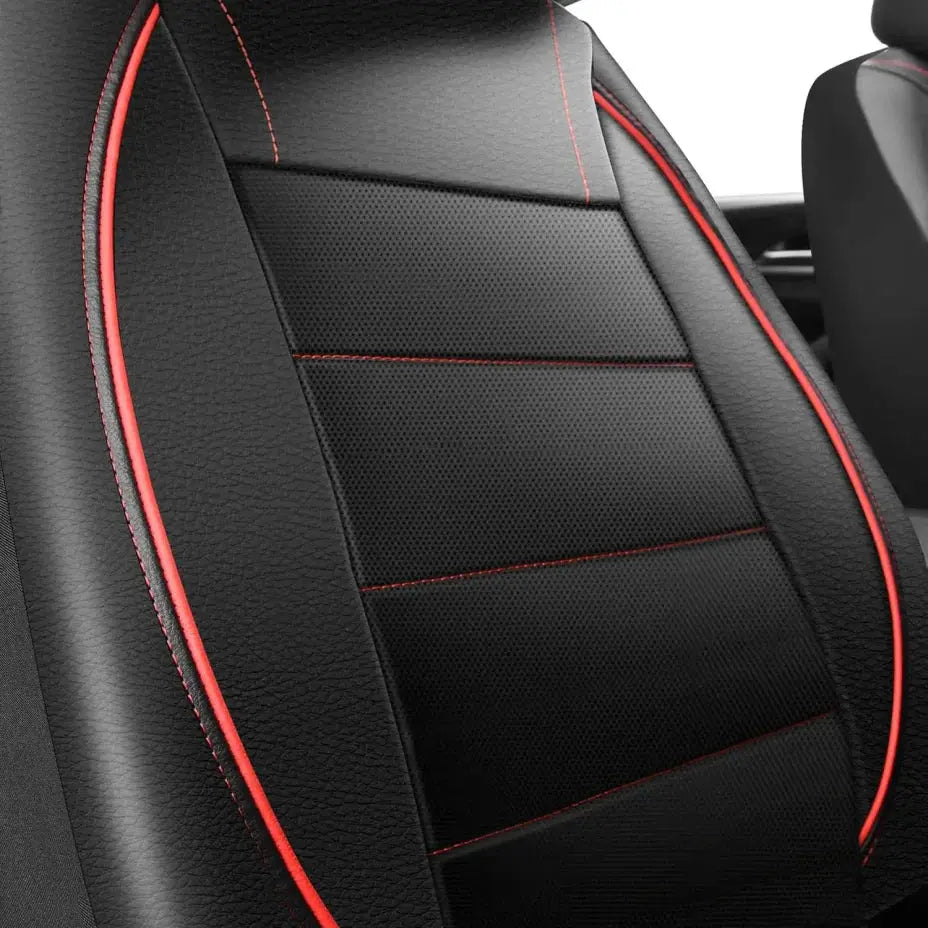Universal Leather Car Seat Covers Red Simple Waterproof 5 Seat Car Seat Cover Car Mobile World