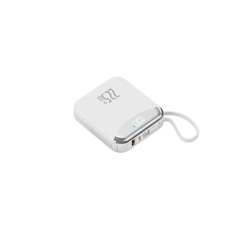 22.5W Super Fast Charging Power Bank with Built-in Cable 20000mAh Portable Ultra-Thin and Mini Car Mobile World
