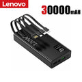 Lenovo 120W 500000mAh Power Bank Built in 4 Cables Large Capacity Fast Charging Portable External Battery for iPhone Samsung New