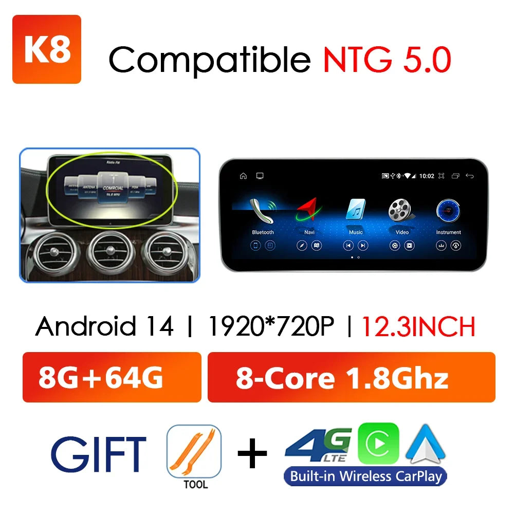 Android Auto Wireless CarPlay For Mercedes Benz C Class W205 GLC X253 V W446 Car Multimedia Navigation GPS DSP Qualcomm 680 CM World