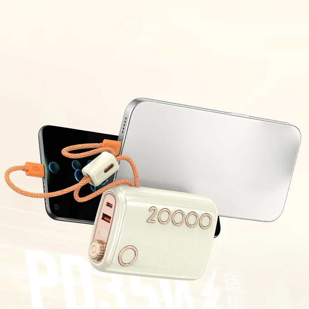 20000mAh Portable Charger with Built-in Cables, Fast Charging & Digital Display for iPhone Samsung, CCC Certified Power Bank