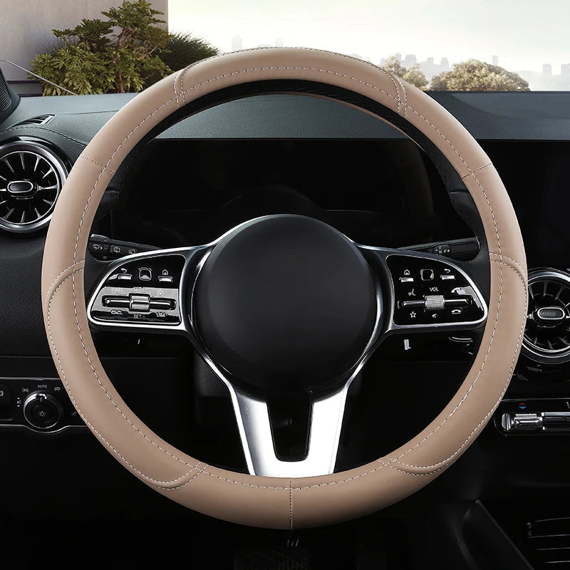 Motoptes Car Anti-Slip Leather Steering wheel Cover Universal car Steering Wheel Protective Cover Fashion Style 38cm Pink CM World