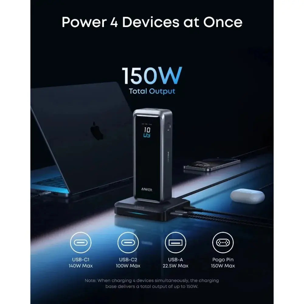 Anker A1903 150W Multi Port Charging Base USB-C USB-A Fast Desktop Charger Station for Laptop Smartphone Tablet Car Mobile World
