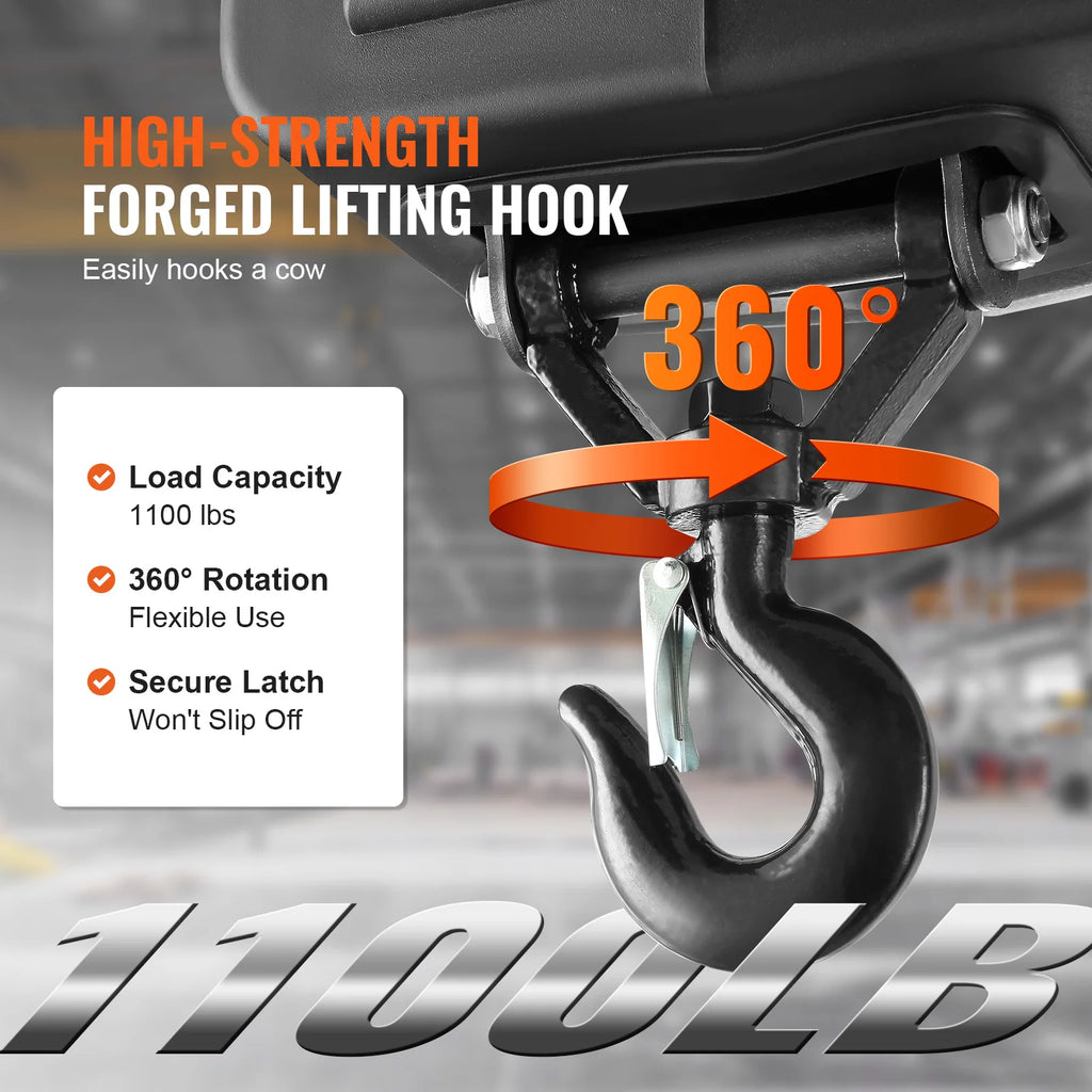 SucceBuy 1100lbs 3-in-1 Electric Hoist Winch Manual/Wired/Wireless 22.9ft Lifting Heigh Overload Protection Portable Power Crane CM World