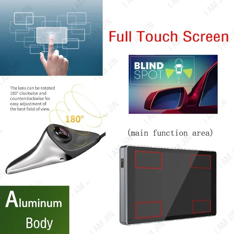 6.25 Inch 2 Channel Car Digital AHD Electronic Rearview Mirror BSD Warning System Side View Blind Spot Parking Assist System
