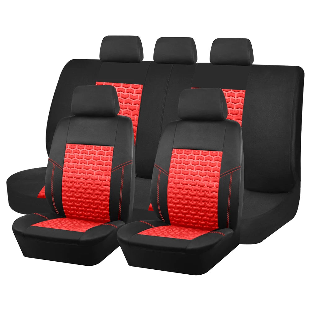 AUTOKING Car Seat Covers Tire Texture Press Breathable Fabric Seat Covers for Car 3 Zipper for Rear Seat Backrest CM World
