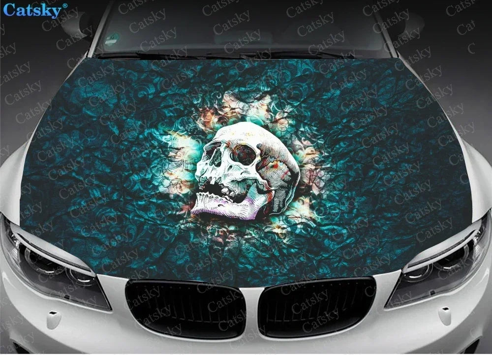 Car Hood Decal, Skull, Wrap Decal, Vinyl Sticker, Graphic, Truck Decal, Truck Graphic, Bonnet Decals, F150, CUSTOM, Fit Any Cars