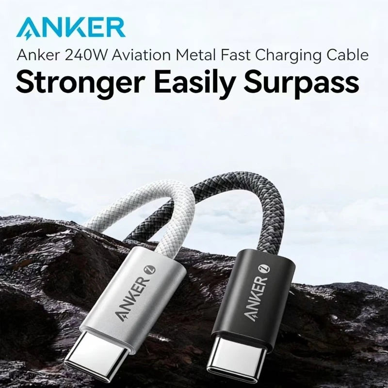 Anker Zolo 240W Anti-Dust Woven USB-C Cable Fast Charging Data Transfer Wire for iPhone MacBook Huawei Android Phones Laptops