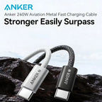 Anker Zolo 240W Anti-Dust Woven USB-C Cable Fast Charging Data Transfer Wire for iPhone MacBook Huawei Android Phones Laptops
