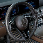 1/2PCS Laser Carbon Fiber Silicone Car Steering Wheel Cover 1K Micro Fiber Leather PVC Wheel Booster Cover Non-Slip Universal