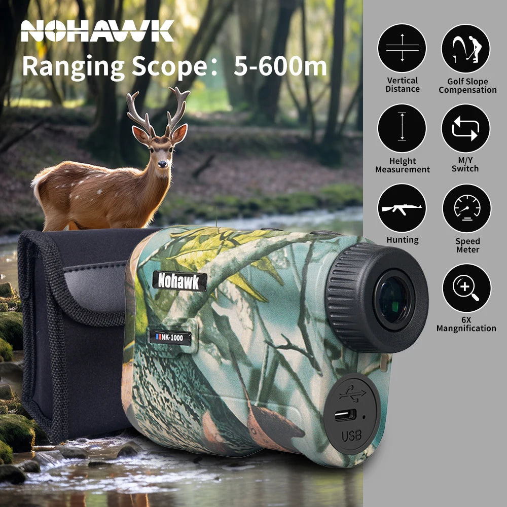 Nohawk Golf Laser Rangefinder 600M 1000M Multifunctional Telescope with Flag-Lock Slope  Distance Meter for Hunting Monocular CM World