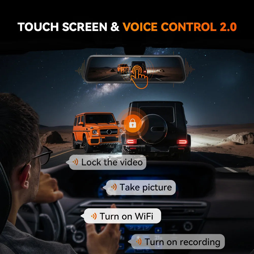 WOLFBOX M40 Dash Cam 4K+1080P With Voice Control ADAS Built in 5GHZ WI-FI and GPS Video Recorder Front and Rear Dash Camera Car Mobile World