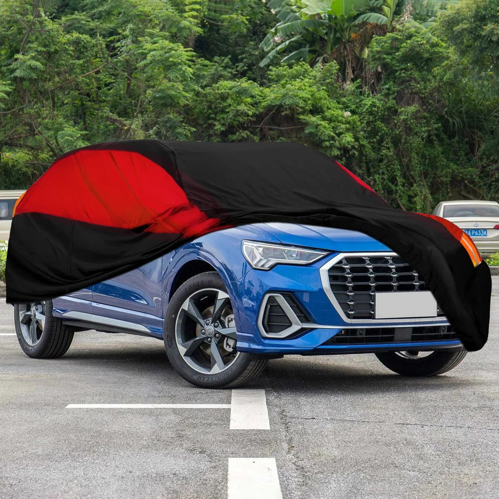 Universal Fit SUV Car Cover - Black & Red - UV Protection, Breathable, Dustproof ,Ideal Gift for Car Enthusiasts CM World