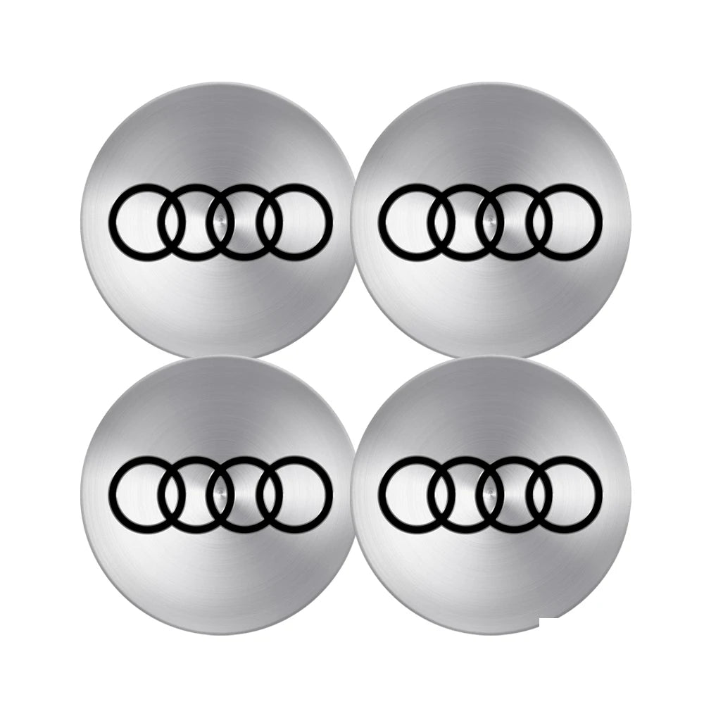 4pcs Set of Wheel Center Caps Stickers Car Hub Covers for Audi S RS A3 A4 B8 A6 A5 Q5 A7 - Multiple Sizes 56/60/63/65/68mm CM World