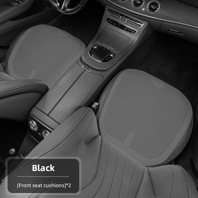 Four-Season Universal Car Seat Cushion Pu Leather Protective Pad Perforated Breathable Integrated Half-Cover Front and Rear Seat Cover Car Interior Accessories Black Red Mocha Brown Orange CM World