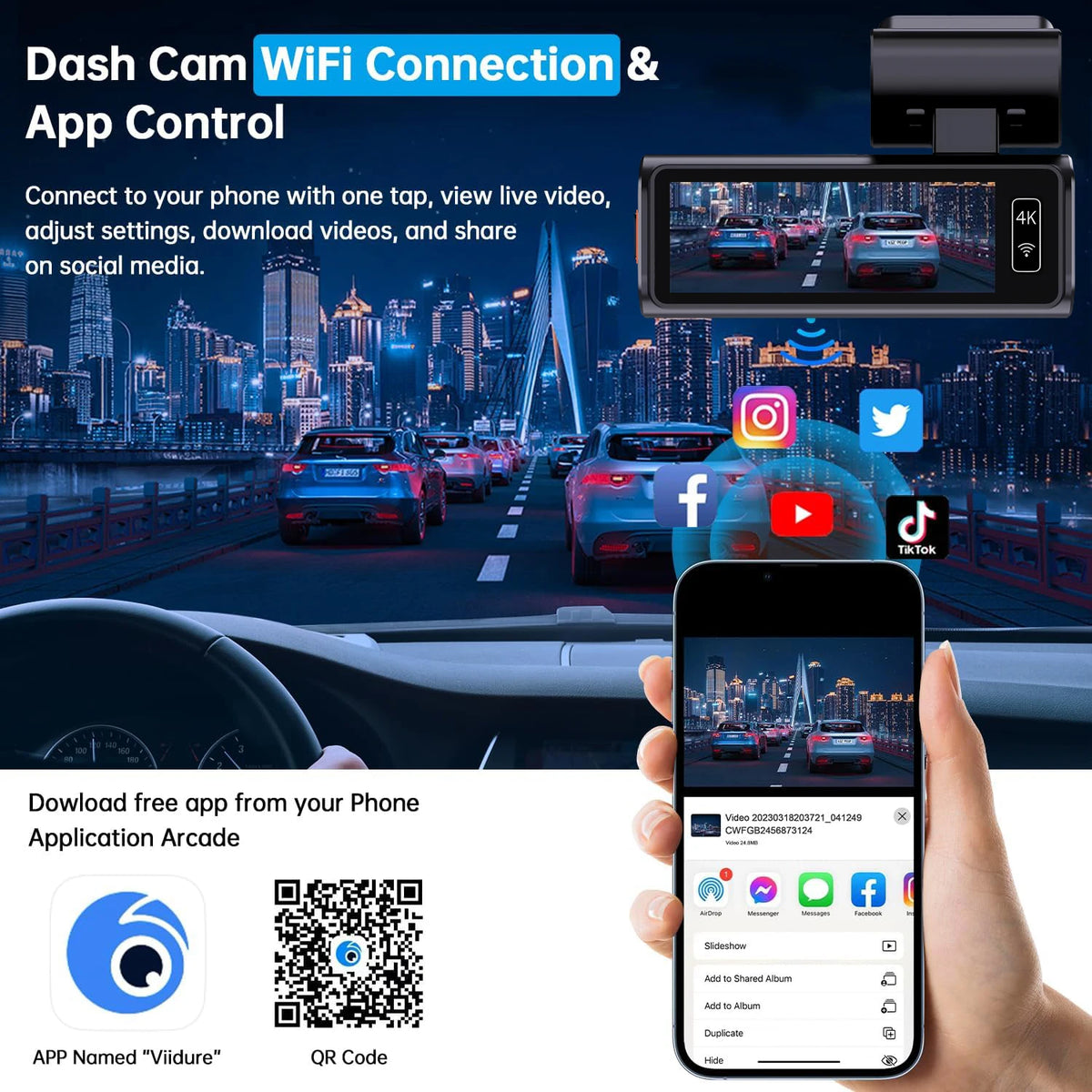 UHD 4K+2.5K 2160P Dual Lens ADAS Dash Cam with WiFi GPS Mini Car DVR 2.5K Rear Camera Video Dashcam Drive Recorder Black Box