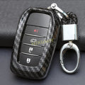 Car Key Cover Case Chain For Toyota Corolla Cross Sequoia Fortuner Prius Venza Alphard Sienna Tundra Mirai Yaris Carbon Fiber CM World