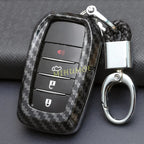 Car Key Cover Case Chain For Toyota Corolla Cross Sequoia Fortuner Prius Venza Alphard Sienna Tundra Mirai Yaris Carbon Fiber CM World