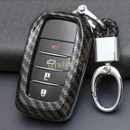 Car Key Cover Case Chain For Toyota Corolla Cross Sequoia Fortuner Prius Venza Alphard Sienna Tundra Mirai Yaris Carbon Fiber