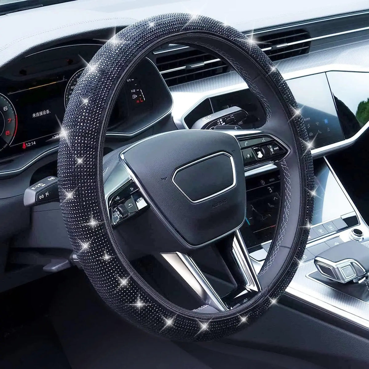 1Pc Car Steering Wheel Cover Pink Full Diamond Inlaid Diamond Hot Diamond Without Inner Ring Steering Wheel Cover