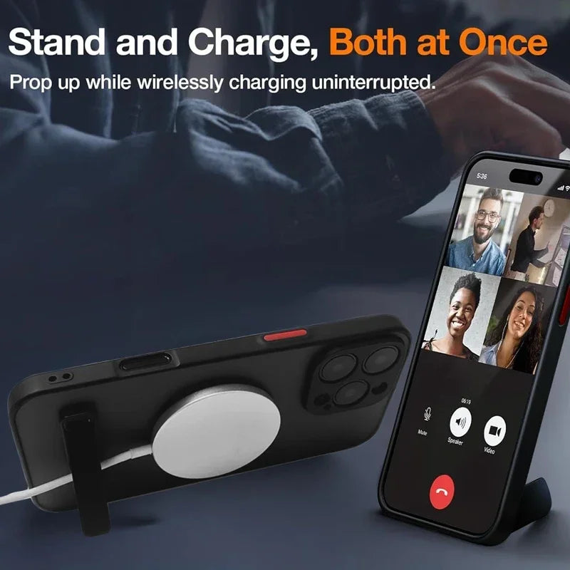 Magnetic Mobile Phone Case with Stand for iPhone 17 16 Pro Max 15 14 Plus 13 12 11 Translucent Cover with Kickstand Car Mobile World