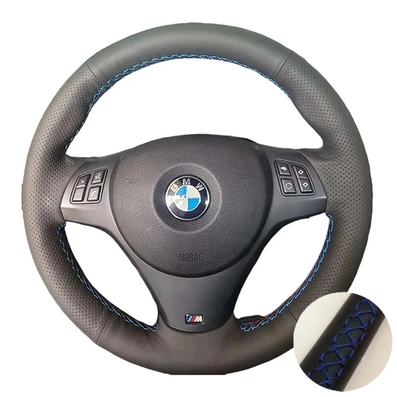 Car Steering Wheel Cover For BMW E81 E90 Pack M Sport M3 E91 E92 E93 E87 E82 E88 X1 E84 Hand-stitched Microfiber Leather