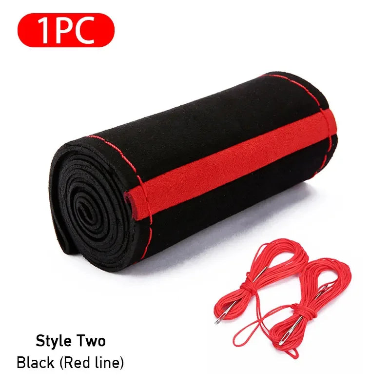 Steering Wheel Cover For Car Universal 38cm Braided Car Steering Wheel Protection Cover Suede Leather Anti Slip Car Accessories