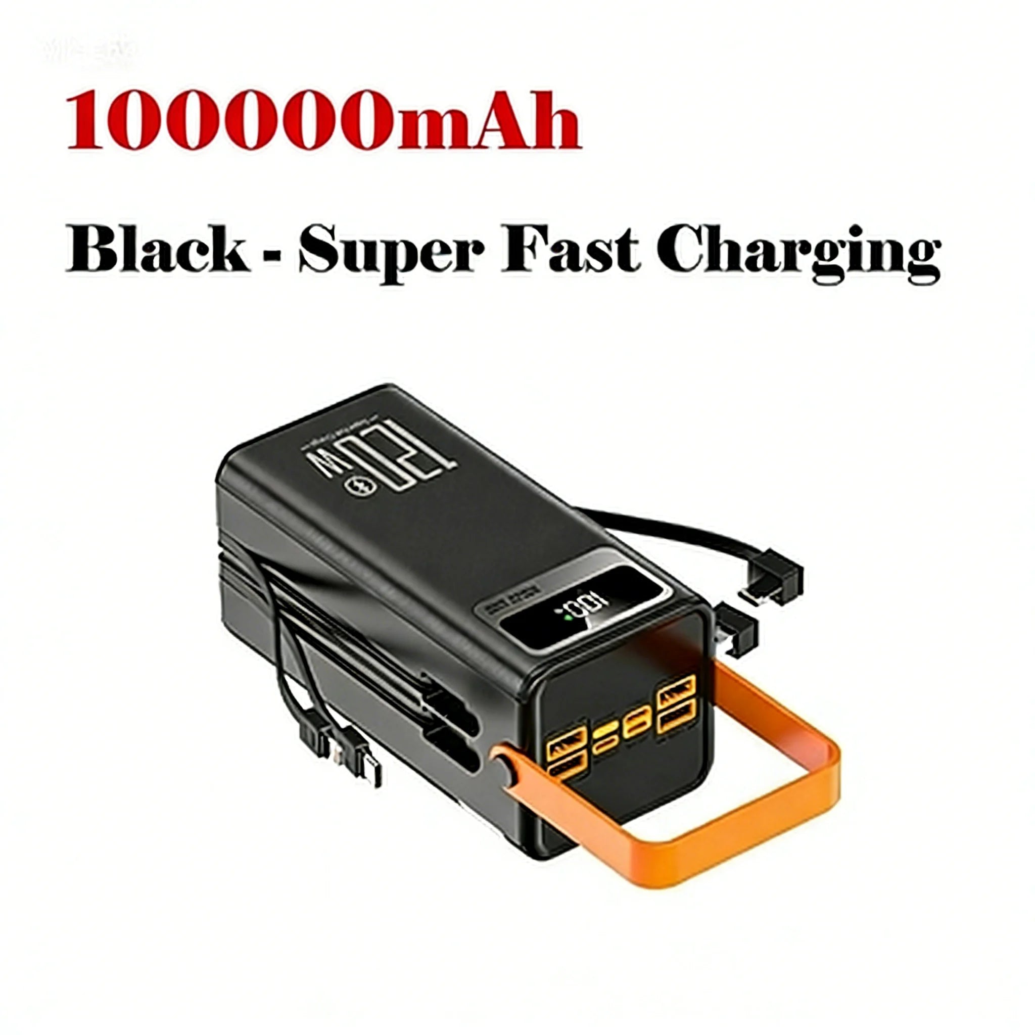 120W 150000mAh Fast Charging Power Bank Large Capacity Outdoor Mobile Power Supply External Spare Battery for Outdoor Camping Car Mobile World