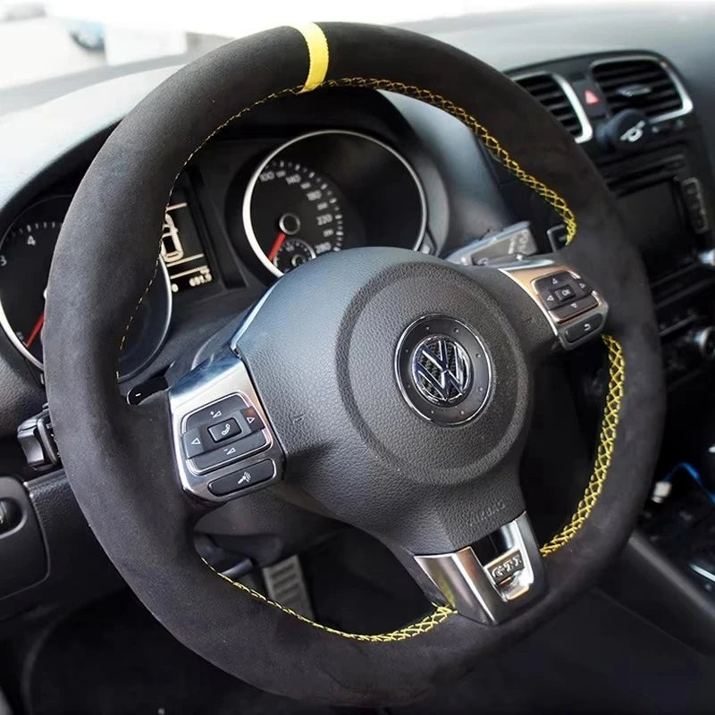 Customized Car Steering Wheel Cover Braid For Volkswagen VW Golf 6 GTI MK6 VW Jetta GLI Golf R20 Tiguan R-Line CM World