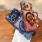 Rhinestone Lens Butterfly Bracket Glitter Phone Case for iPhone 17 16 Pro Max 15 14 13 Diamond Gradient Bling Shockproof Cover