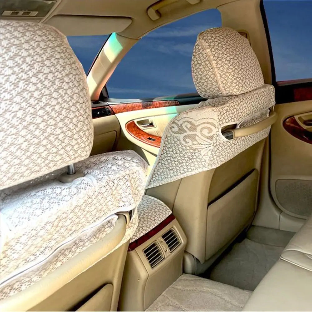7Pcs Embroidered Car Seat Cover Breathable Universal Car Half Seat Cover Lace for Toyota Corolla Car