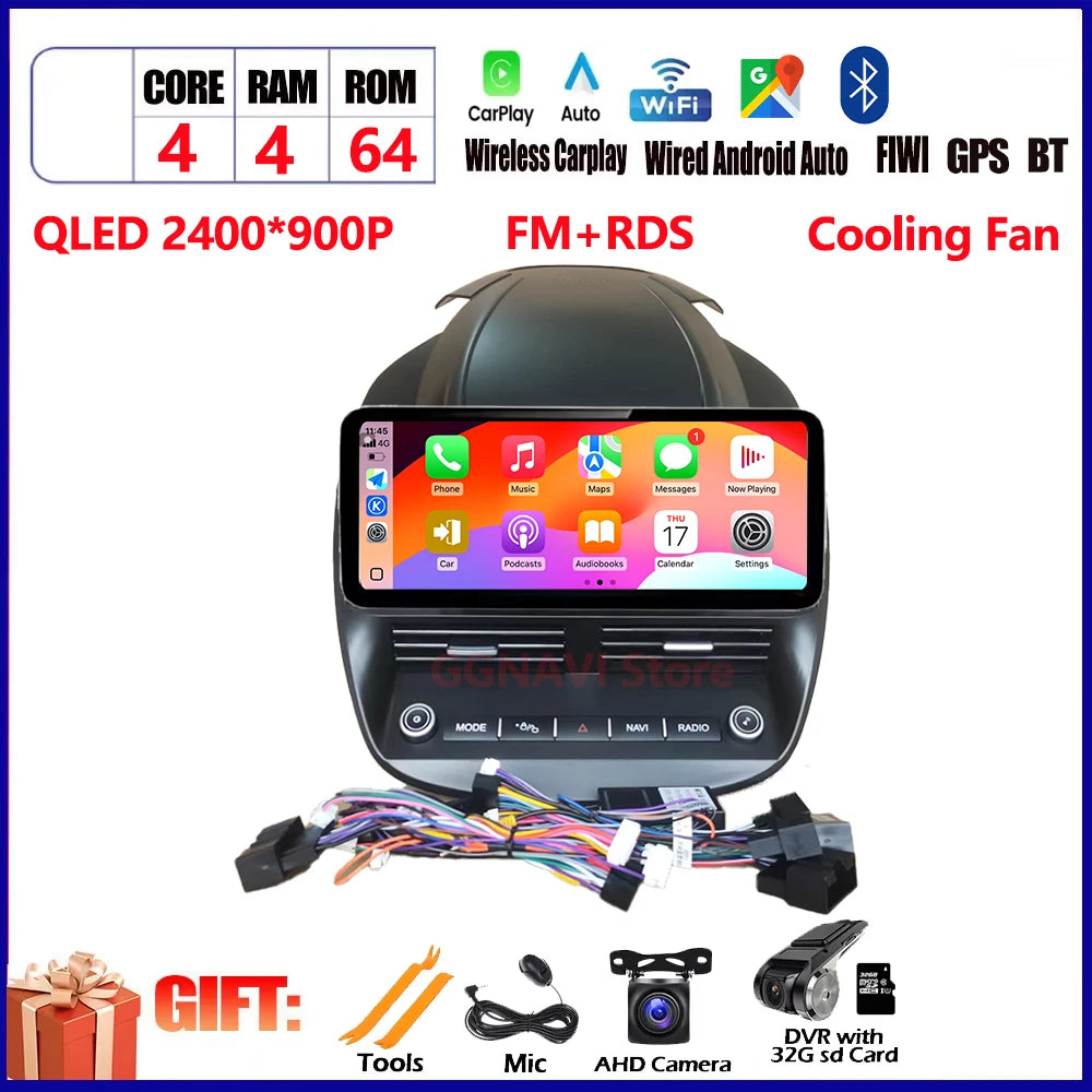For Ford Kuga 2013 2014 2015 2016-2018 QLED Multimedia Video Player Navigation GPS 12.3Inch Screen Car Accessories 4G LTE Wifi CM World