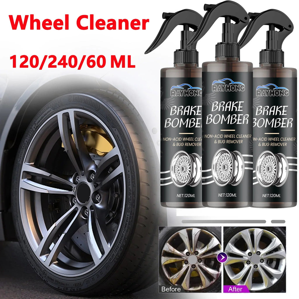 Car Wheel Cleaner Alloy Rim Cleaner Spray Remove Brake Dust Rust & Stains No Scratch Formula Polish Protect for All Wheels 120ml CM World