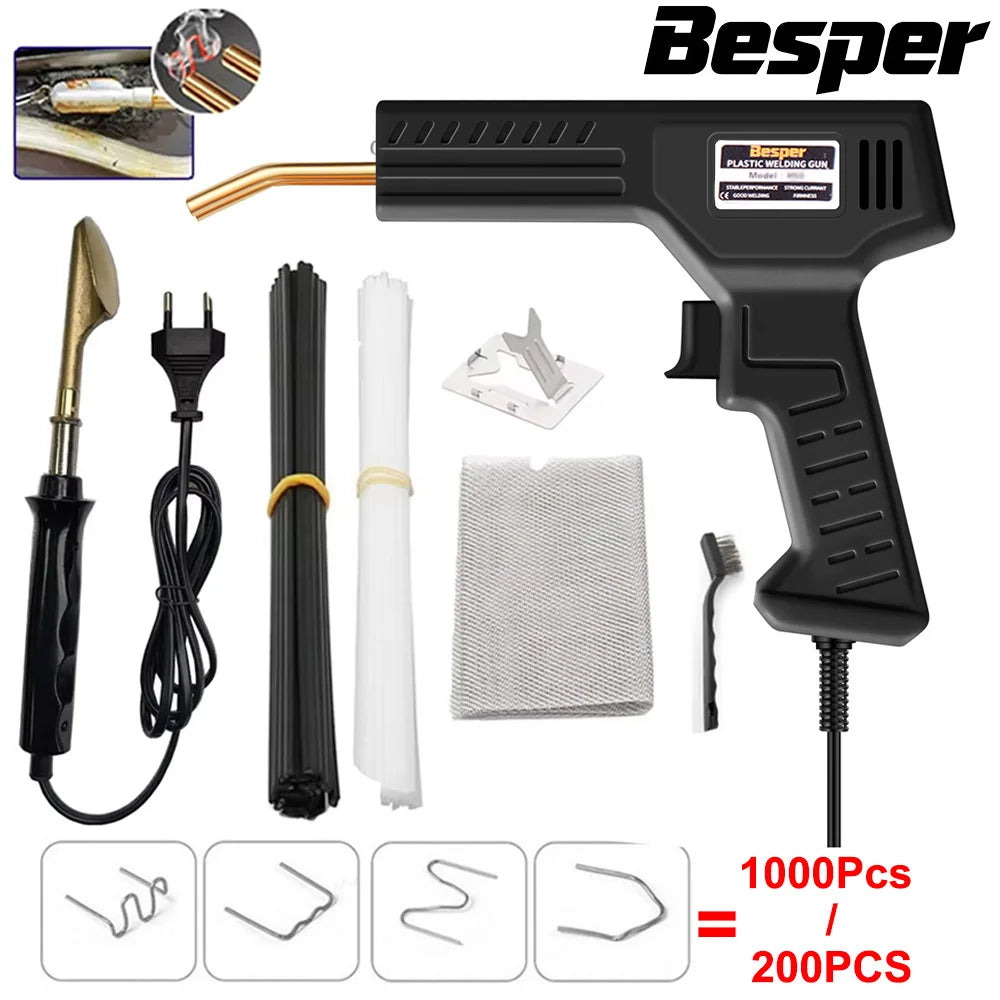 50W Plastic Welder 1000-200PCS Hot Stapler Plastic Repair Kit, Plastic Bumper Soldering Iron 2-in-1 For Car Bumper Crack Repair CM World