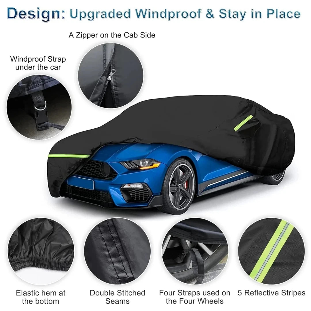 Car Covers For Ford Mustang Outdoor Waterproof Full All Weather Windproof Heavy Duty Protection Compatible Shelby/Cobra/Bullitt