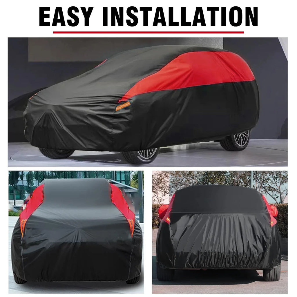 Universal Fit SUV Car Cover - Black & Red - UV Protection, Breathable, Dustproof ,Ideal Gift for Car Enthusiasts CM World