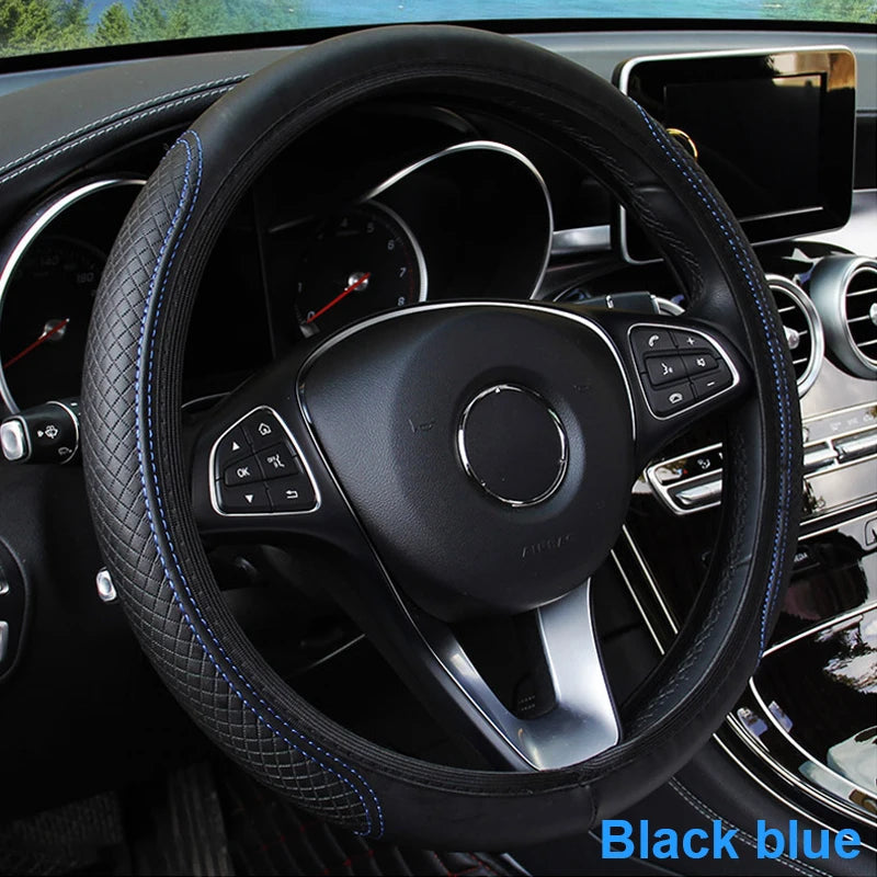 Universal Car Steering Wheel Cover Microfiber Leather Protection Cover Anti Slip Breathable for 37-39cm Steering Wheel Protector CM World