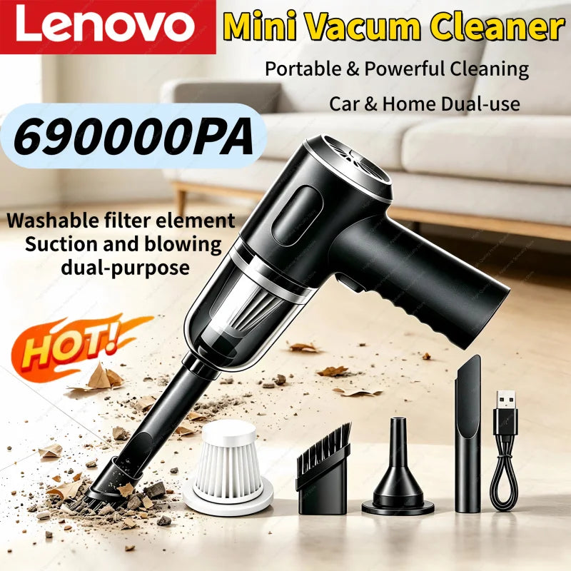 Lenovo 690000Pa Wireless Car Vacuum 2 Hours Quick Charge Wet Dry Dual-use Cleaner Portable Handheld High-power Vacuum Cleaner