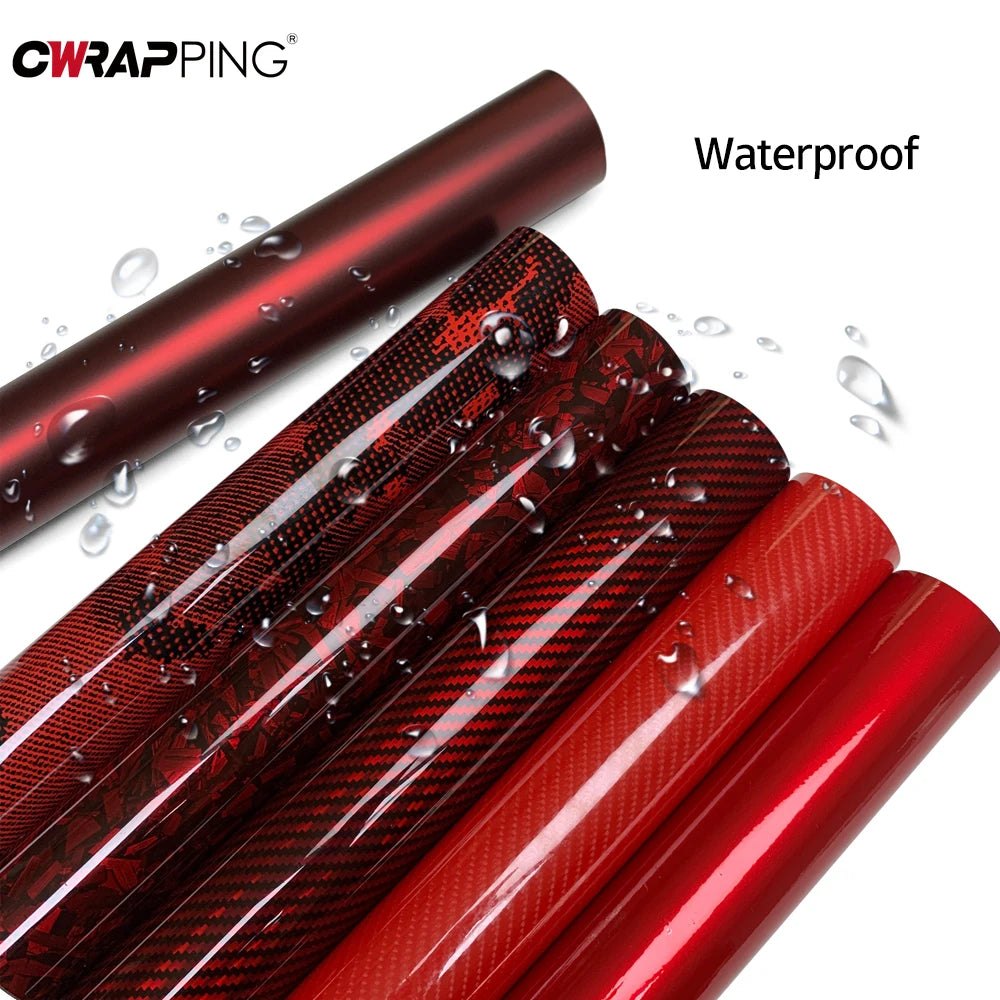 Car Stickers Glossy Red Vinyl Wrap Film Waterproof Vinyl Decorative Self-Adhesive Nti Scratch Film Car Wrap Motorcycle Stickers
