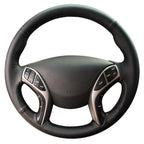 GNUPME Black Artificial Leather Hand-stitched Car Steering Wheel Cover for Hyundai Elantra 2011-2016 Avante i30 2012-2016 CM World
