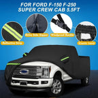 Outdoor Waterproof Car Covers for Ford F-150/F-250 Super Crew Cab 5.5ft Short Bed With Zipper Wind Sun UV and Dust Protection Car Mobile World