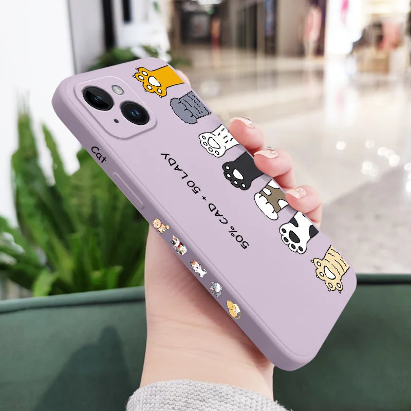 Cat Litter Phone Case For iPhone 17 17 Air 16 16e 15 14 13 12 11 Plus Pro Max Mini X XR XS Plus Liquid Silicone Cover Car Mobile World