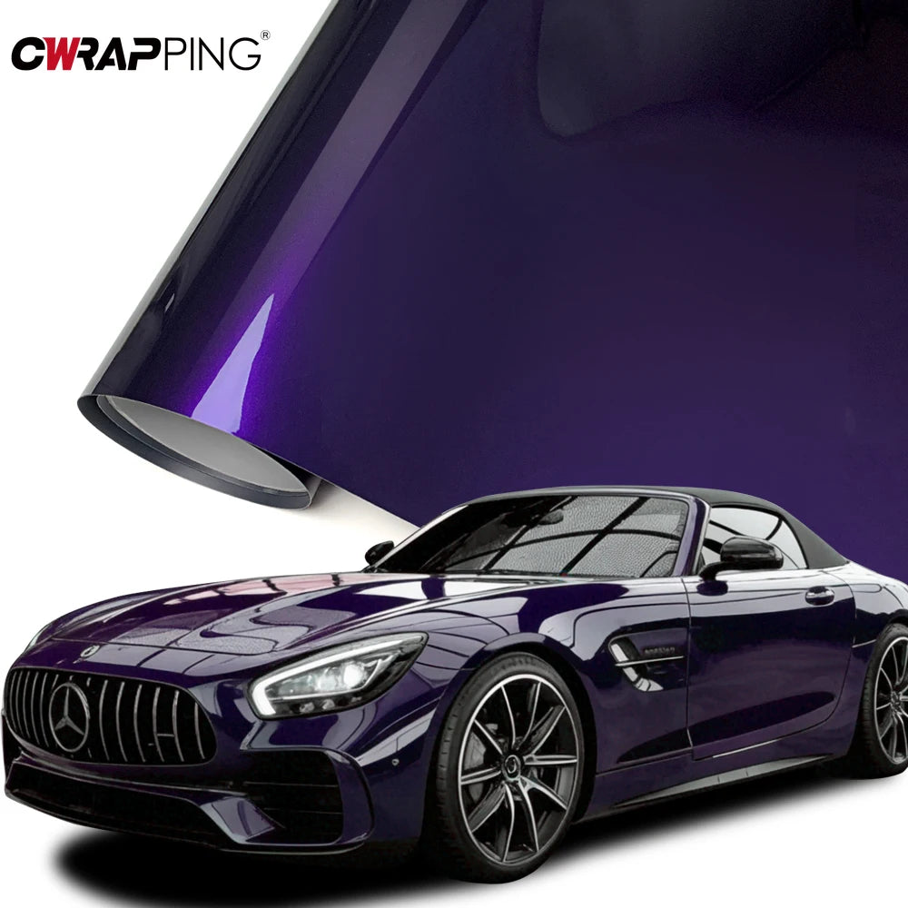 Wrap Foil Car Cover Ultra Glossy Purple Sticker for Car Accessories Waterproof PET Self-adhesive Automotive Vinyl Wrapping Film Car Mobile World