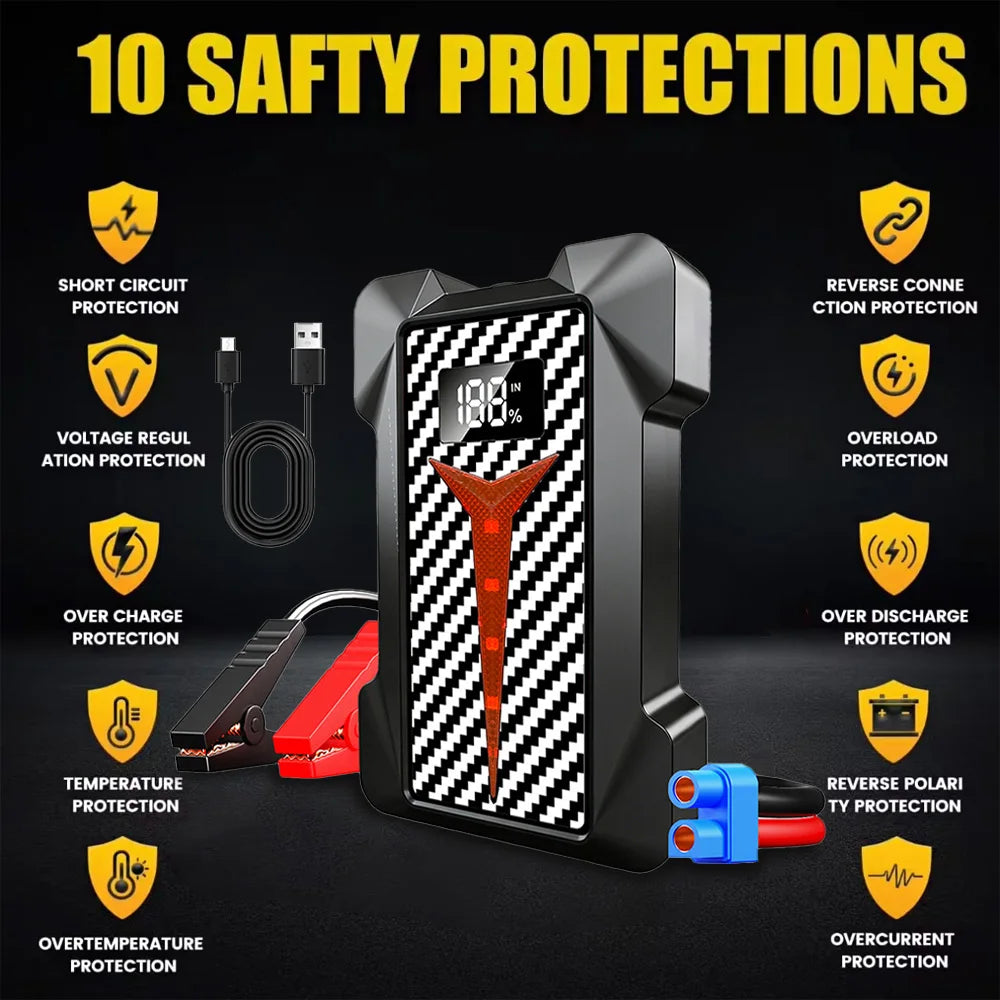 12V Car Jump Starter with Car Battery Charger Auto Device Jump Start Car Battery Booster USB Phone Charging Port