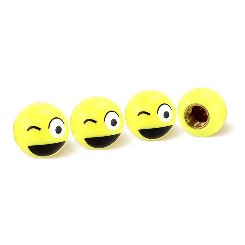 4Pcs Universal Bicycle Motorbike Car Tire Valve Cap Wheel Dust Covers Valve Stem Caps Modified Expression Sphericity Cap Covers CM World