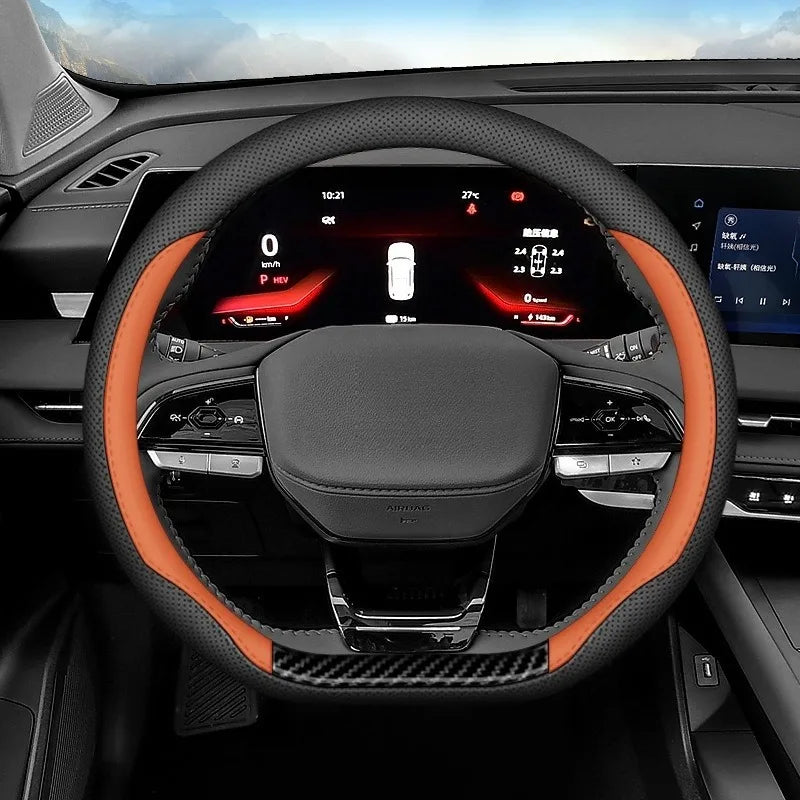 Universal Car Steering Wheel Cover Leather Steering Wheel Covers Car Interior Accessories 38cm O/D Type Non Slip Steering Covers