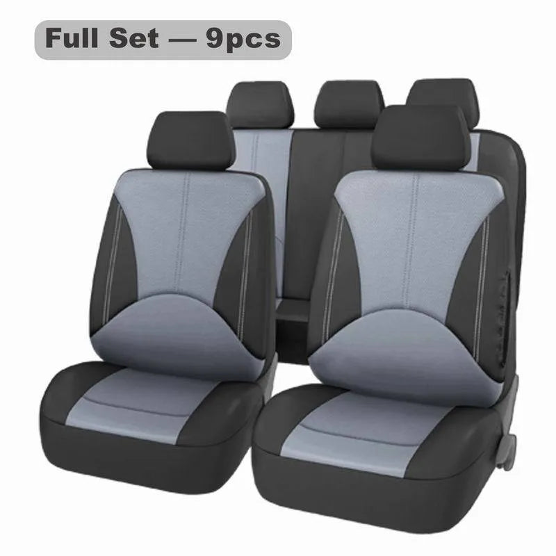 All-Season Universal 9-Piece PU Leather Car Seat Cover CM World