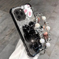 Airbag Glitter Mirror Rabbit Phone Holder Case On For iPhone 16 15 14 13 12 11 Xs Pro Max Mini X XR Plus Anti-knock Stand Cover