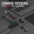 4 in 1 6000A Peak Car Jump Starter, 160PSI Air Compressor, 12V Battery Booster Power Pack for Petrol Diesel SUV with LED Light