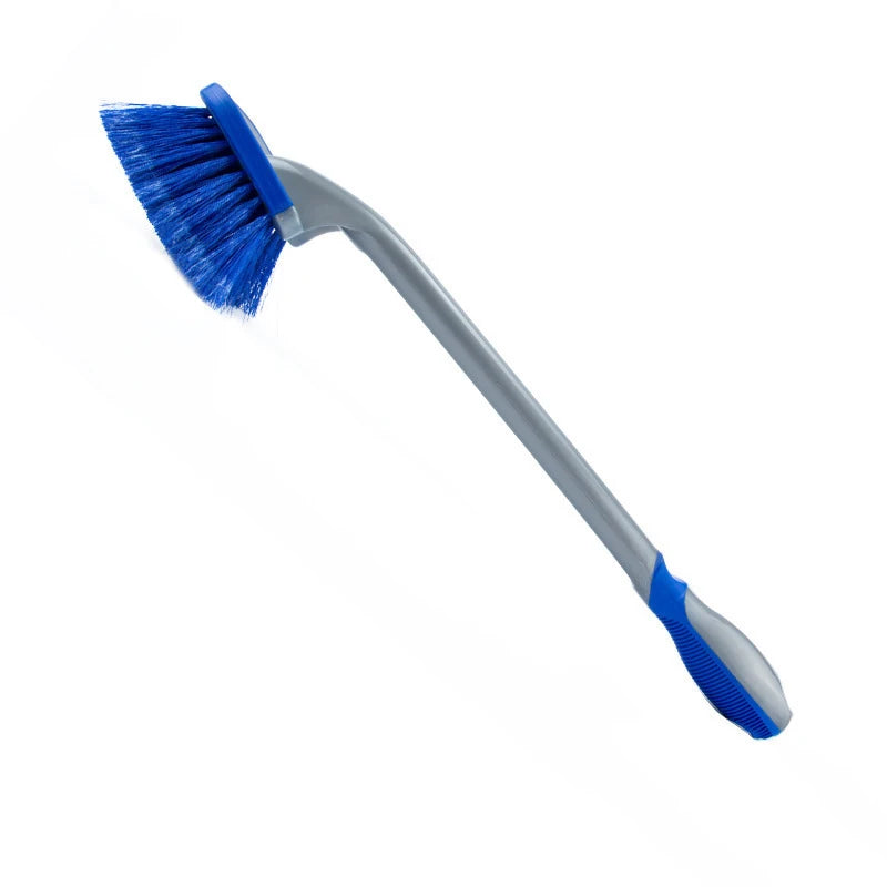 kkjoy Blue Long-Handle Car Wash Brush Non-Slip Frost-Resistant Soft Handle Rim & Tire Cleaning Automotive Washing Tool